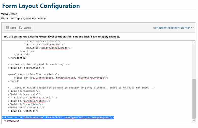 Using OSLC Tables in Polarion Forms
